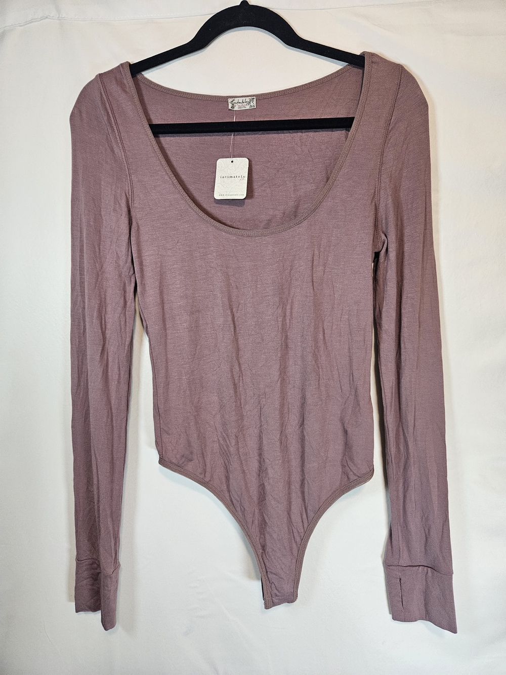 Free People Mauve Scoop Neck Long-Sleeve Bodysuit